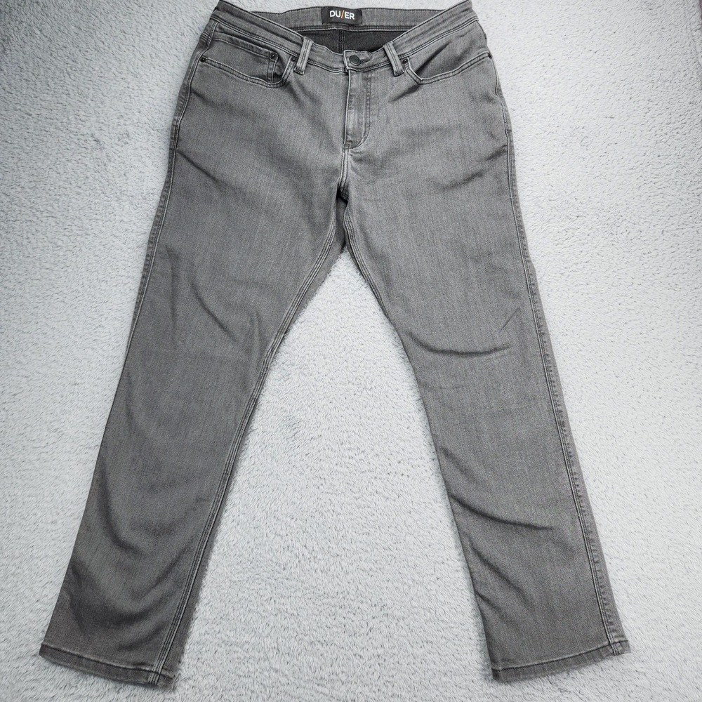 DU/ER L2X Relaxed Taper Jeans Mens 34x30 Gray Performance Stretch Denim Pants